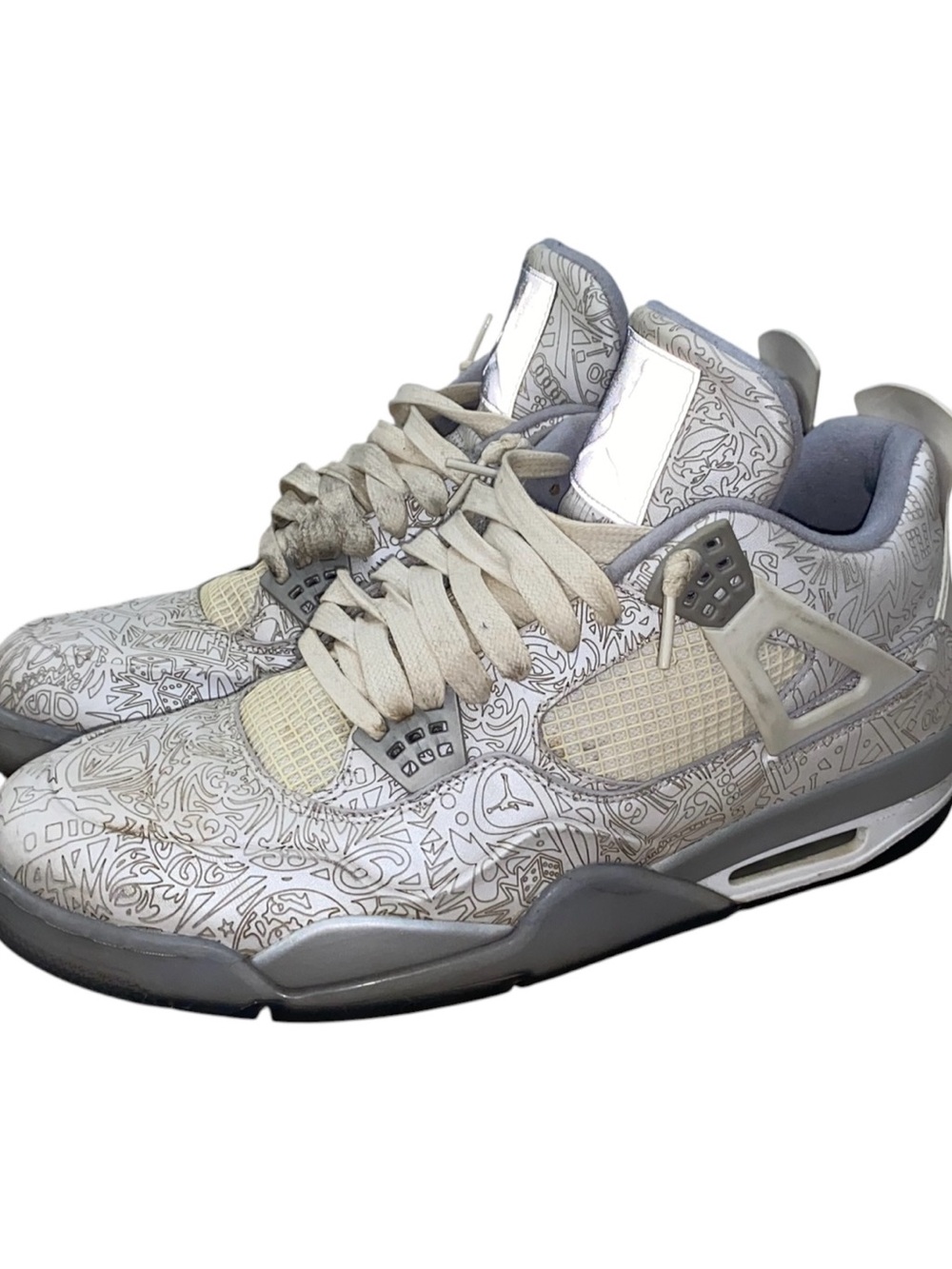 Air Jordan 4 Retro Laser (2015) White Chrome Metallic Silver SIZE 13